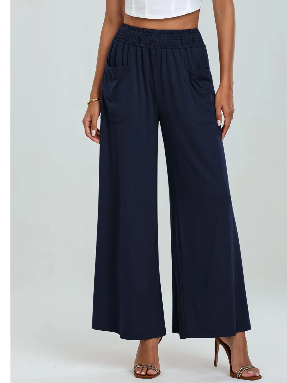 Pocketed Elastic Waist Wide Leg Pants, image 15