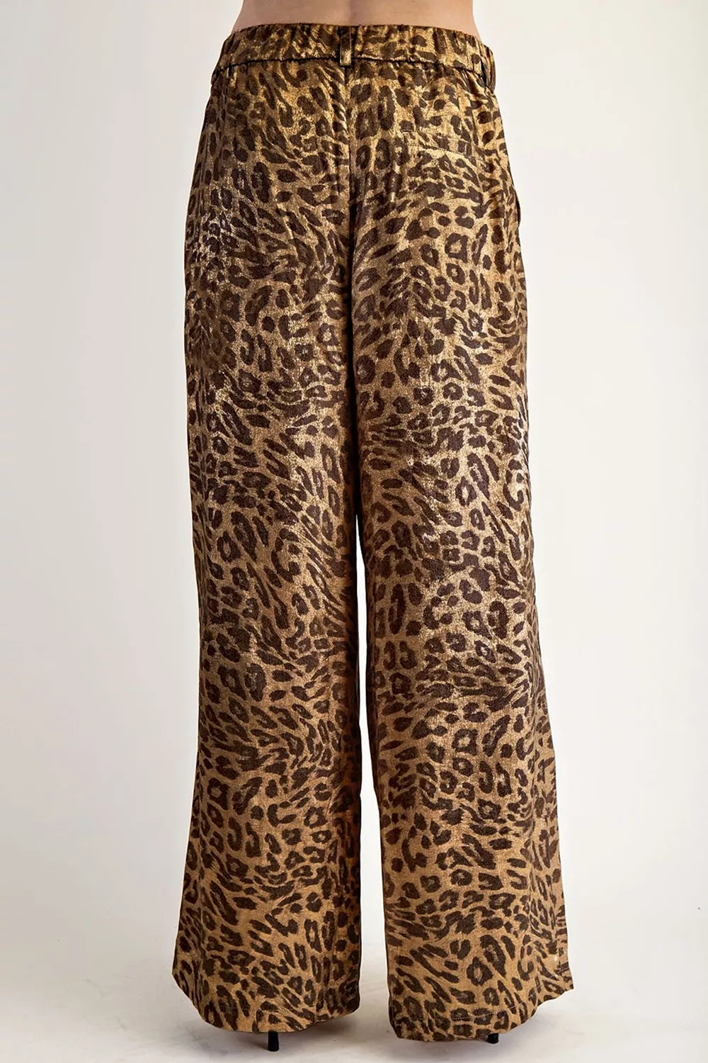 Multicolour Leopard Print Western Style Wide Leg Full Length Pants, image 5