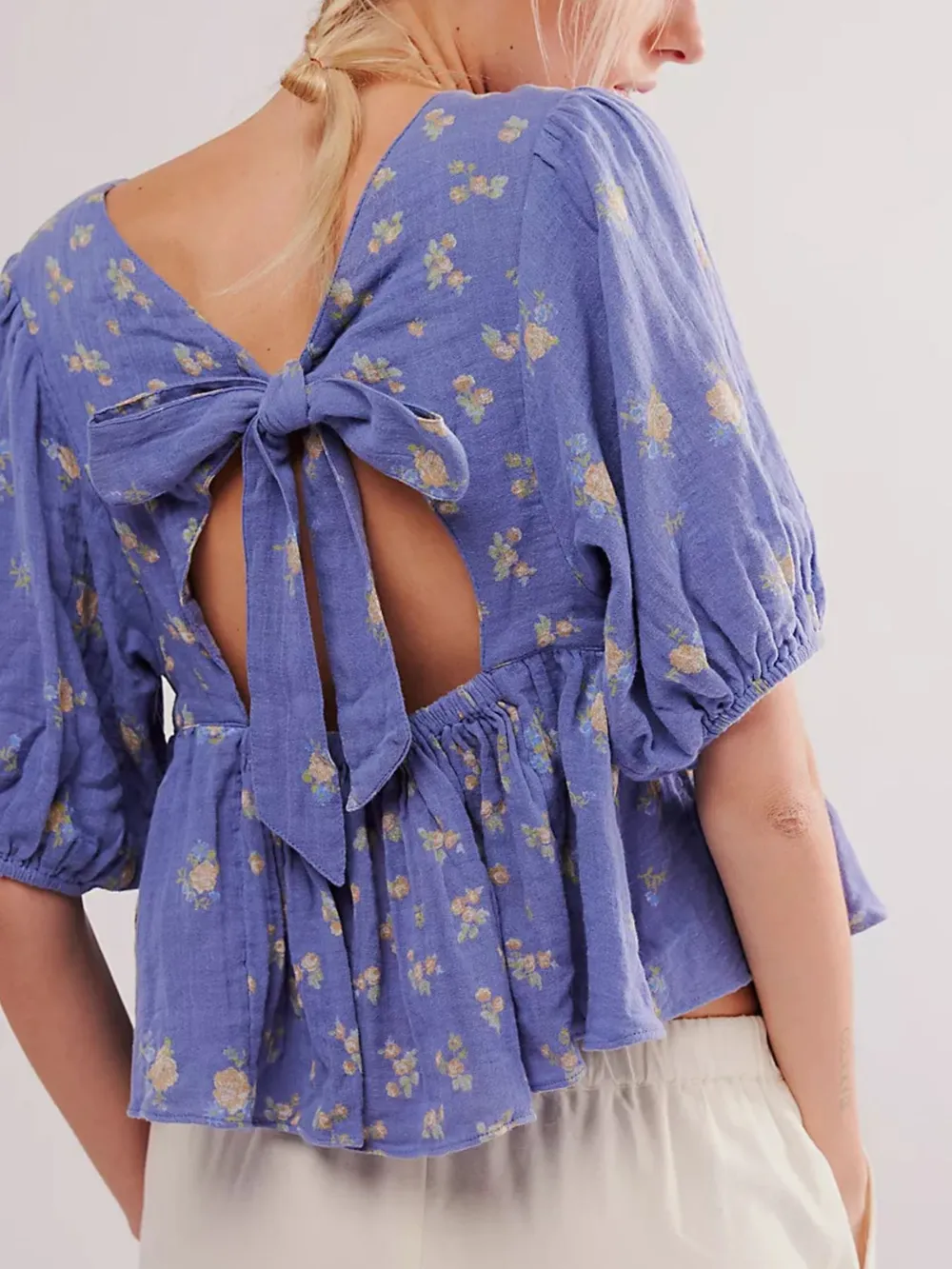 Bow Back Puff Sleeve Blouse, image 3