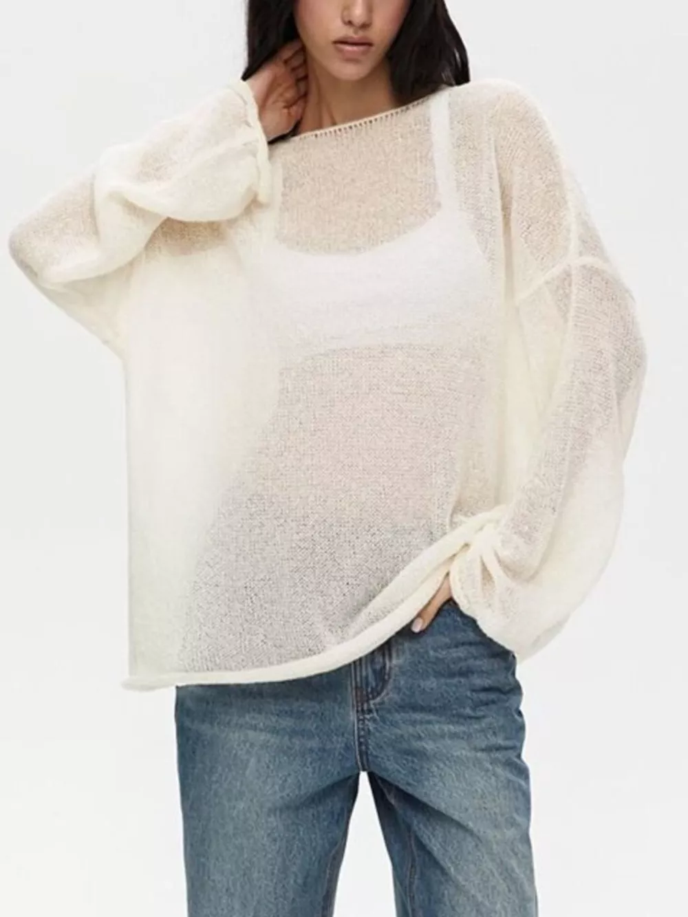 Boat Neck Dropped Shoulder Sweater, image 17