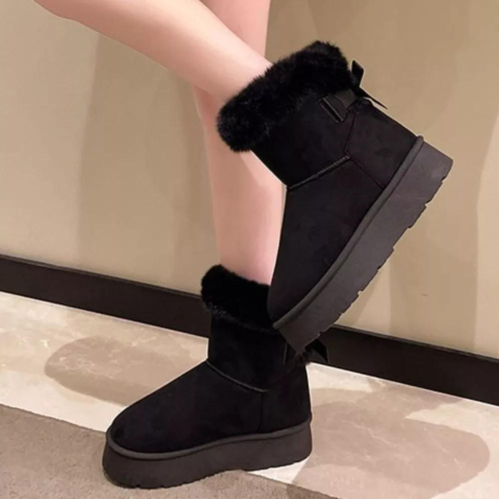 Round Toe Fuzzy Boots, image 5