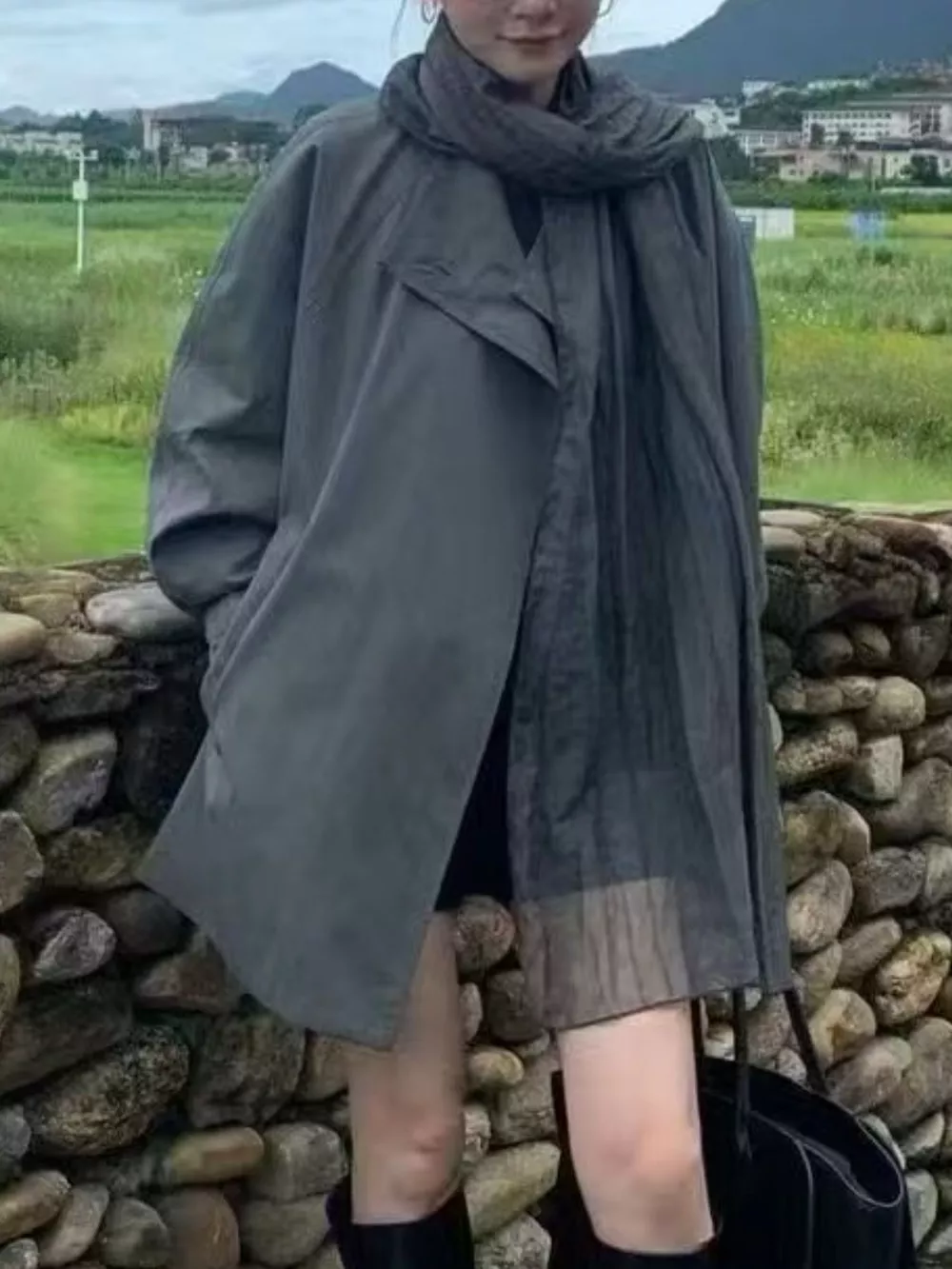 Open Front Long Sleeve Trench Coat, image 2