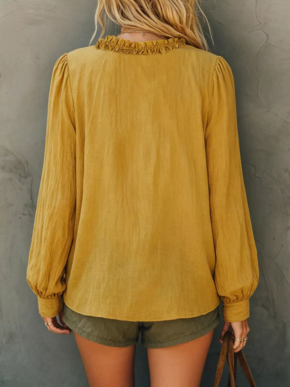 Frill V-Neck Long Sleeve Blouse, image 15