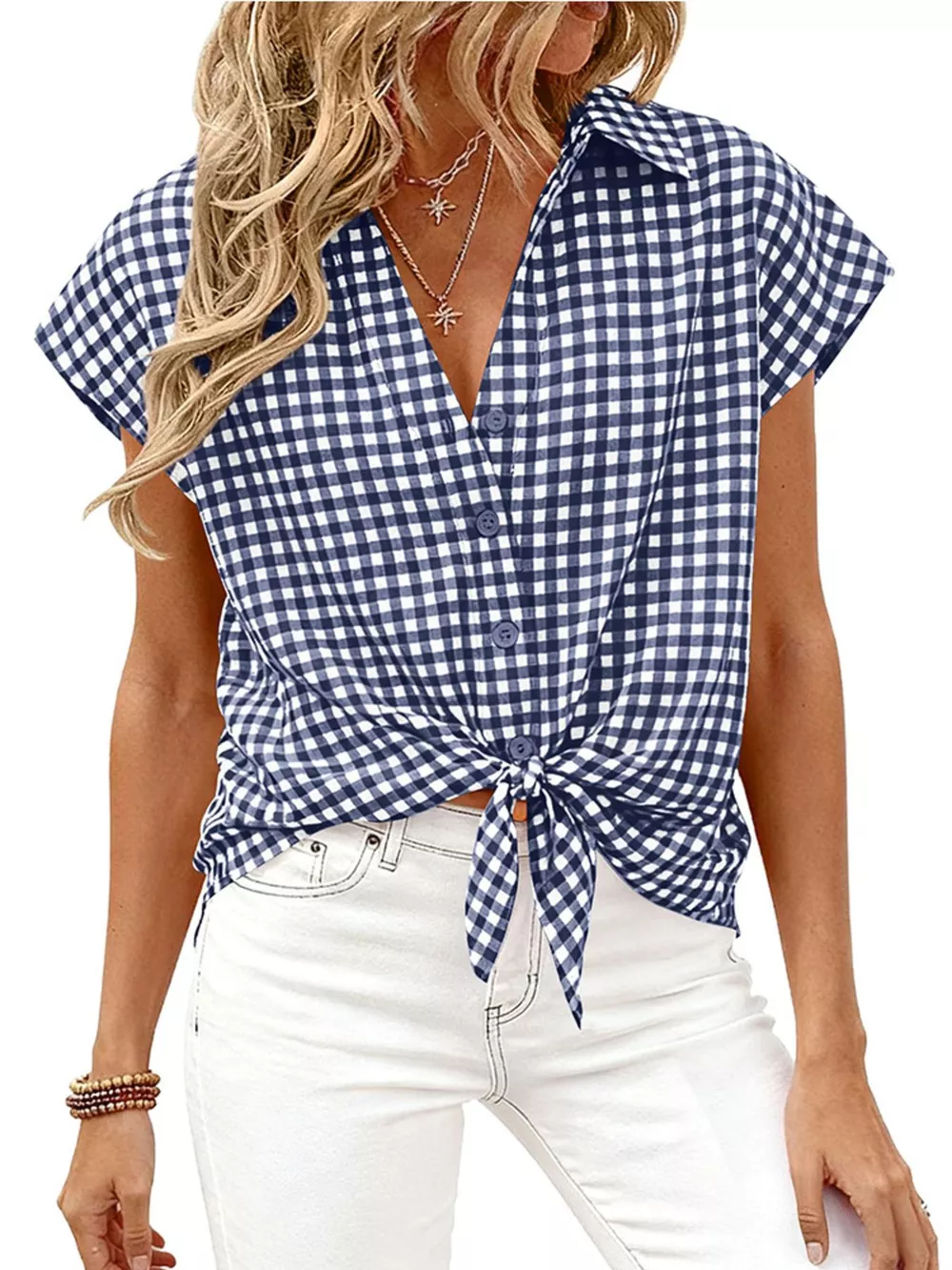 Gingham Print Button-Down Shirt, image 7
