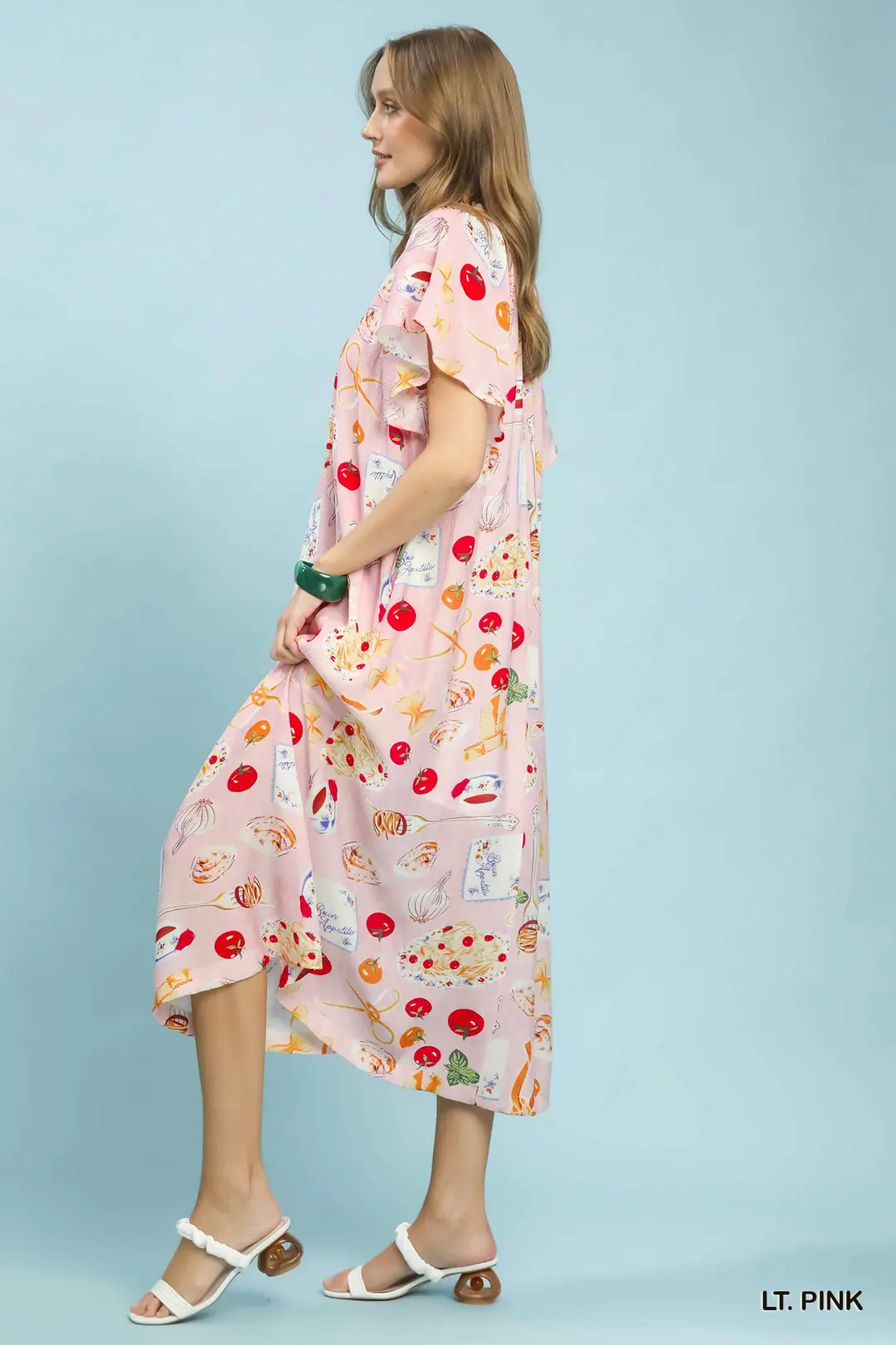 Abstract Print Flutter Sleeve Midi Dress, image 4