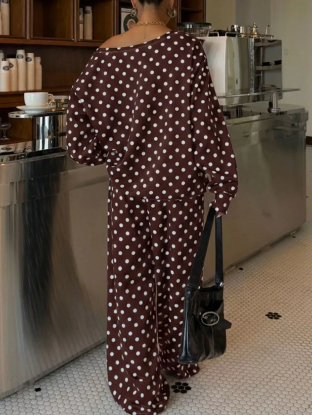 Polka Dot Long Sleeve Top and Pants Set, image 18