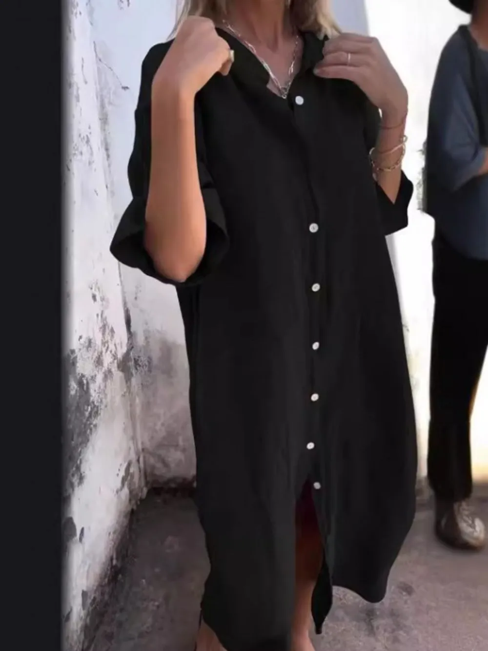 Full Size Casual Linen Button-Down Shirt Dress Plus Size, image 10