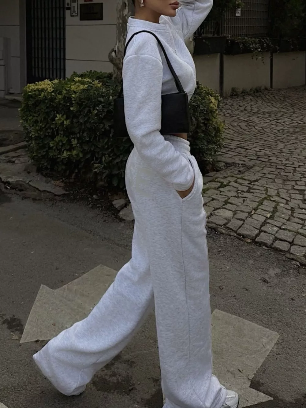 Zip-Up Crop Jacket and Wide-Leg Pants Set, image 20