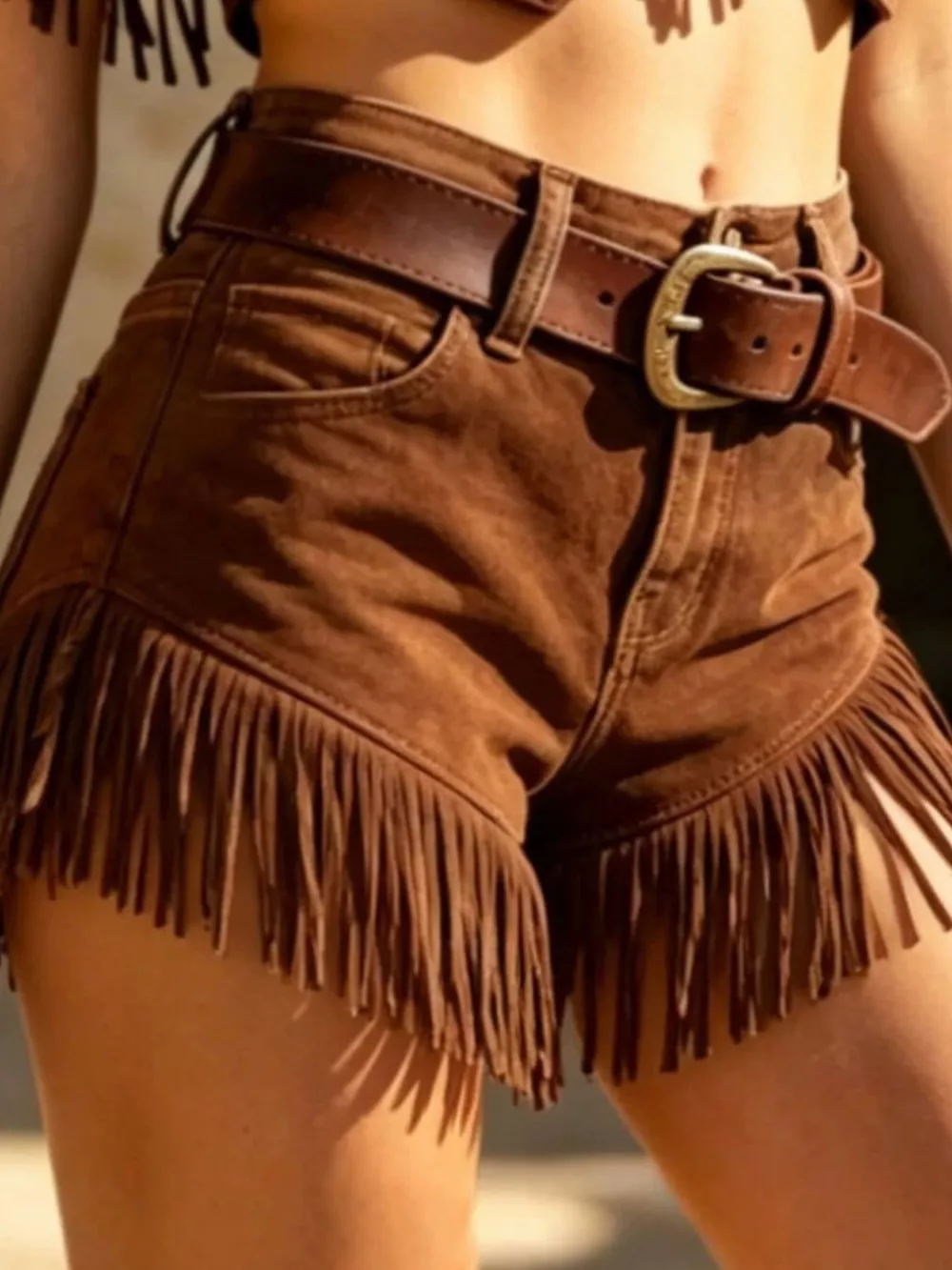 Fringed Crop Top and Shorts Set, image 2