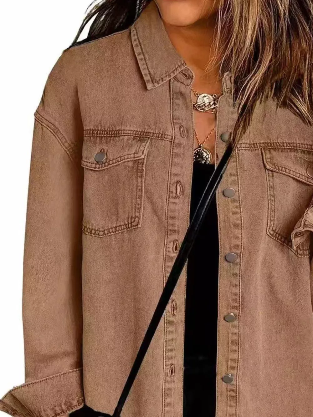 Frayed Hem Button Up Denim Jacket, image 4