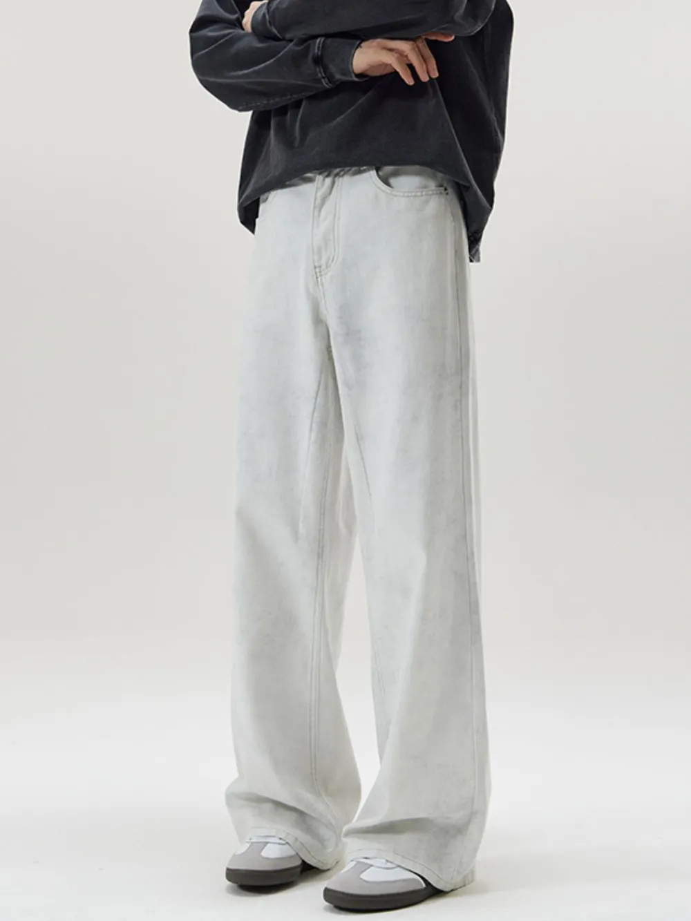 Men's Full Size Washed Wide Leg Pants Plus Size, image 4