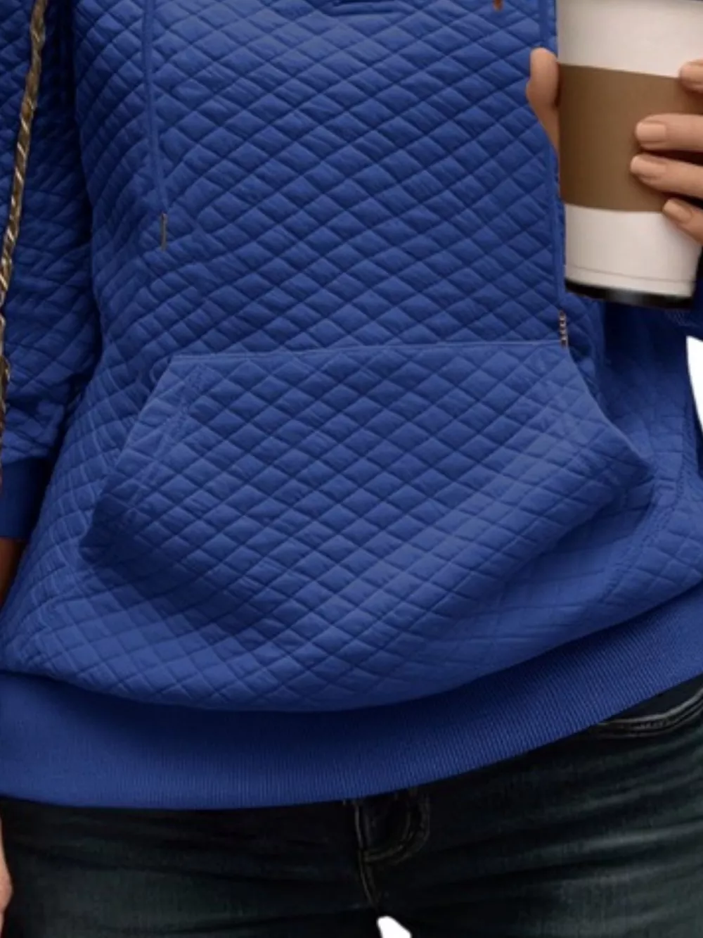 Drawstring Textured Dropped Shoulder Hoodie, image 16