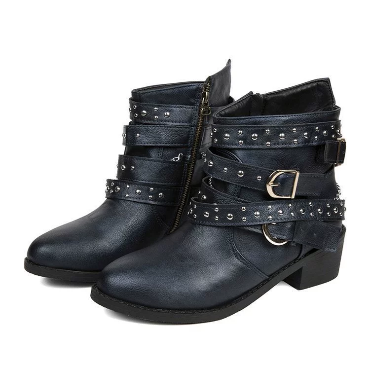 Studded Buckle Ankle Boots, image 6
