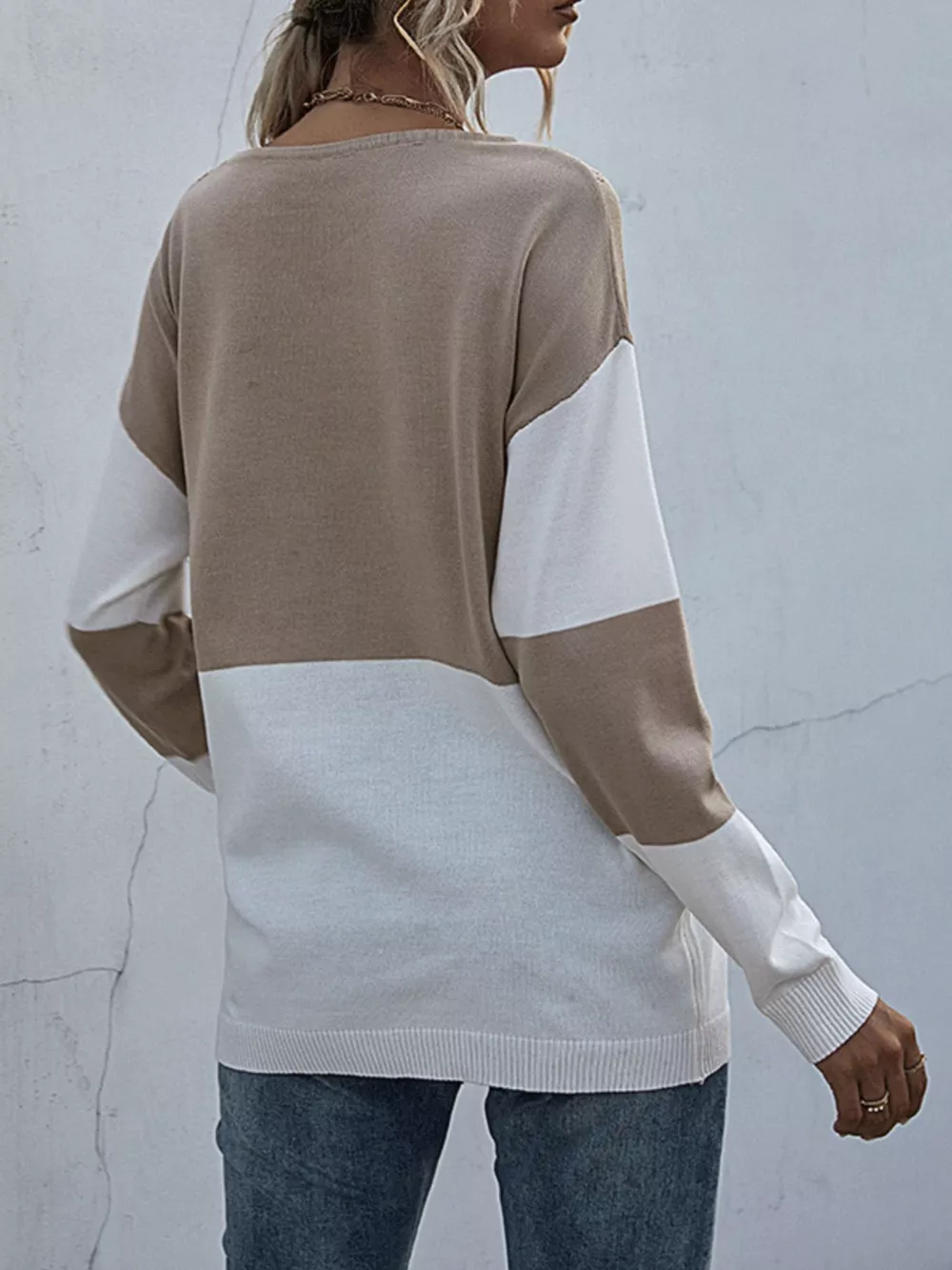 Color Block Round Neck Sweater, image 7