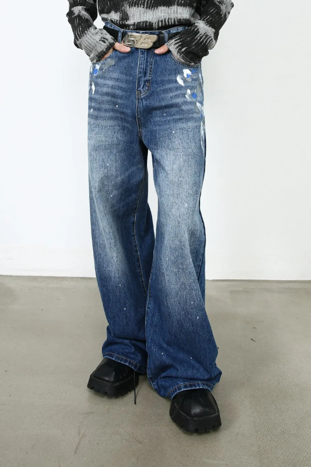 Men's Paint Wide Leg Jeans, image 4