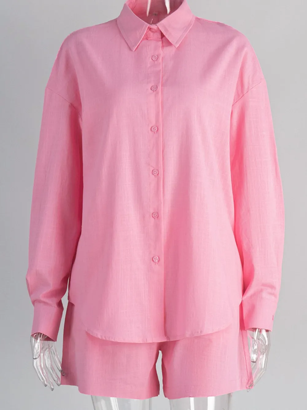 Button Up Long Sleeve Shirt and Shorts Set, image 4