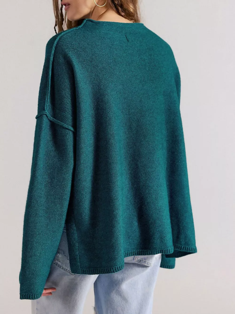 Exposed Seam Mock Neck Knit Top, image 7