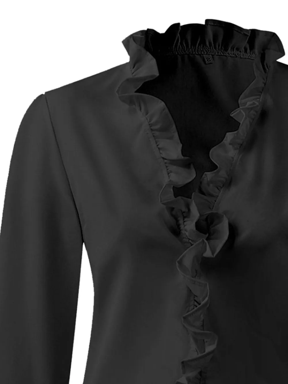 Ruffled V-Neck Long Sleeve Blouse, image 14