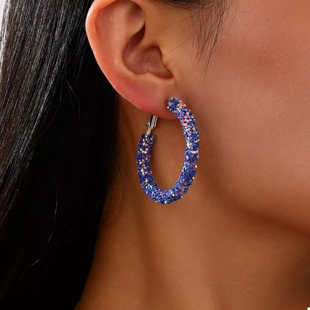 Sparkling Alloy Hoop Earrings