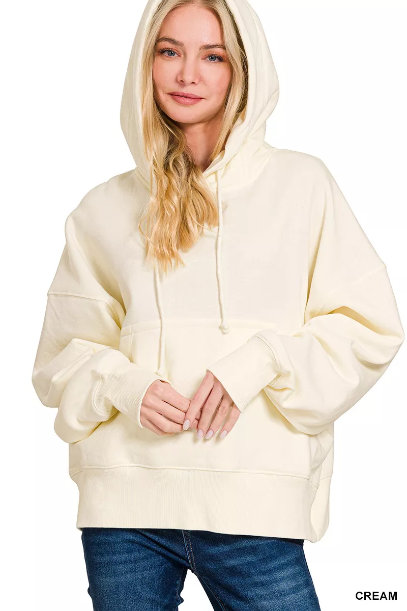 Oversized Fleece Kangaroo Pocket Hoodie, image 2