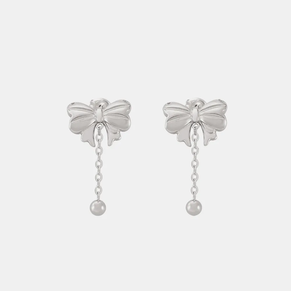 Titanium Steel Bow Earrings, image 5