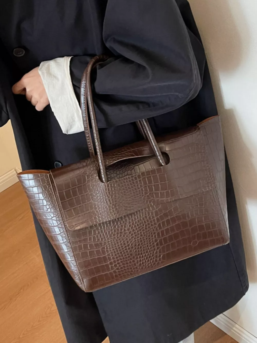 Crocodile Embossed Tote Bag, image 5
