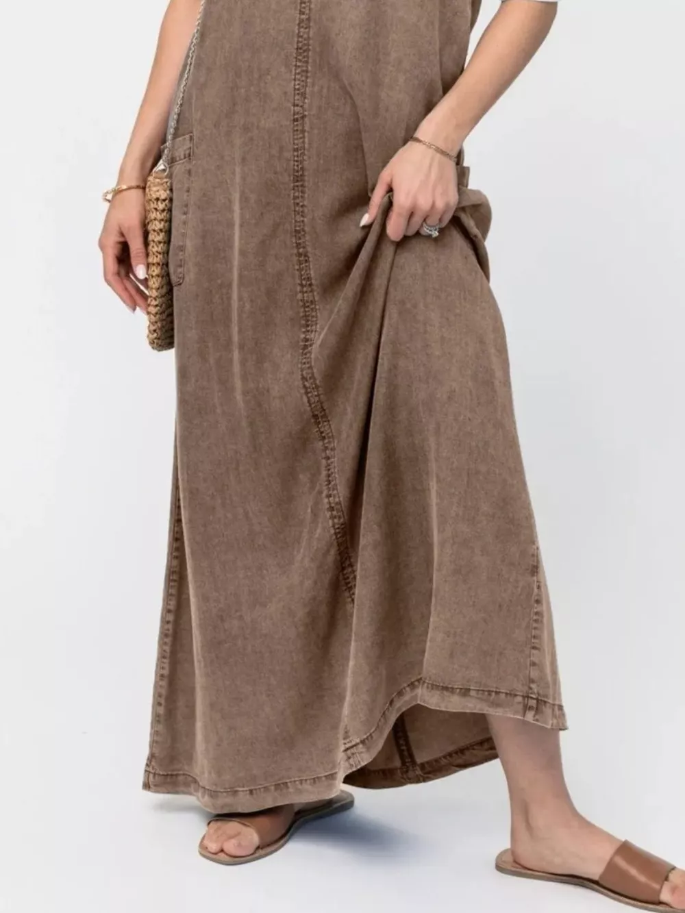 Casual Washed Denim Cami Maxi Dress, image 16