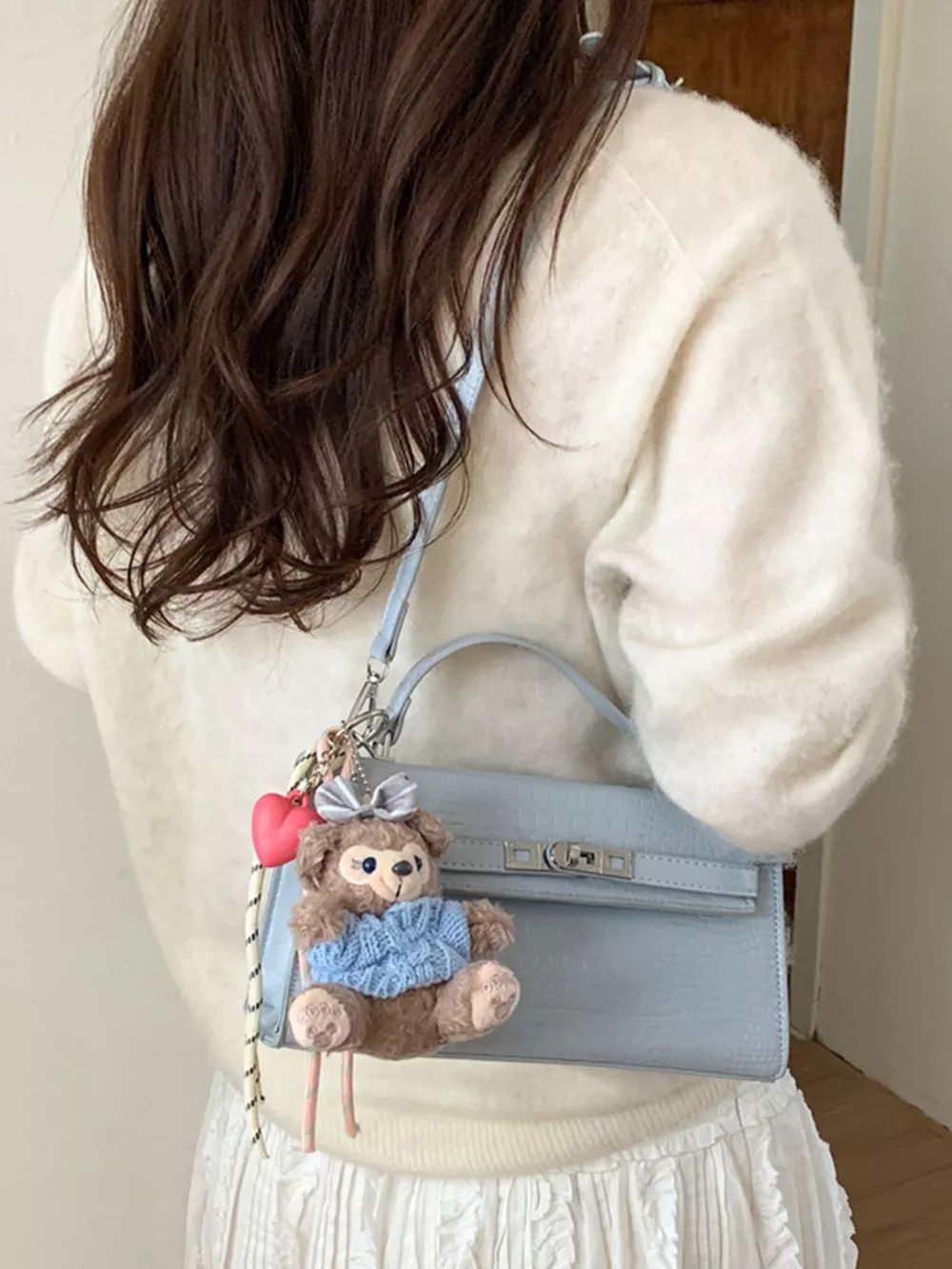 Croc-Embossed Leather Crossbody Bag, image 3
