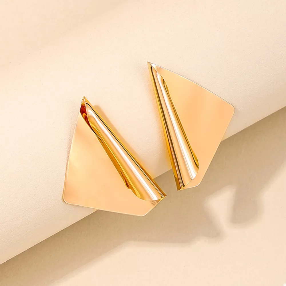 18K Gold-Plated Triangle Earrings, image 4