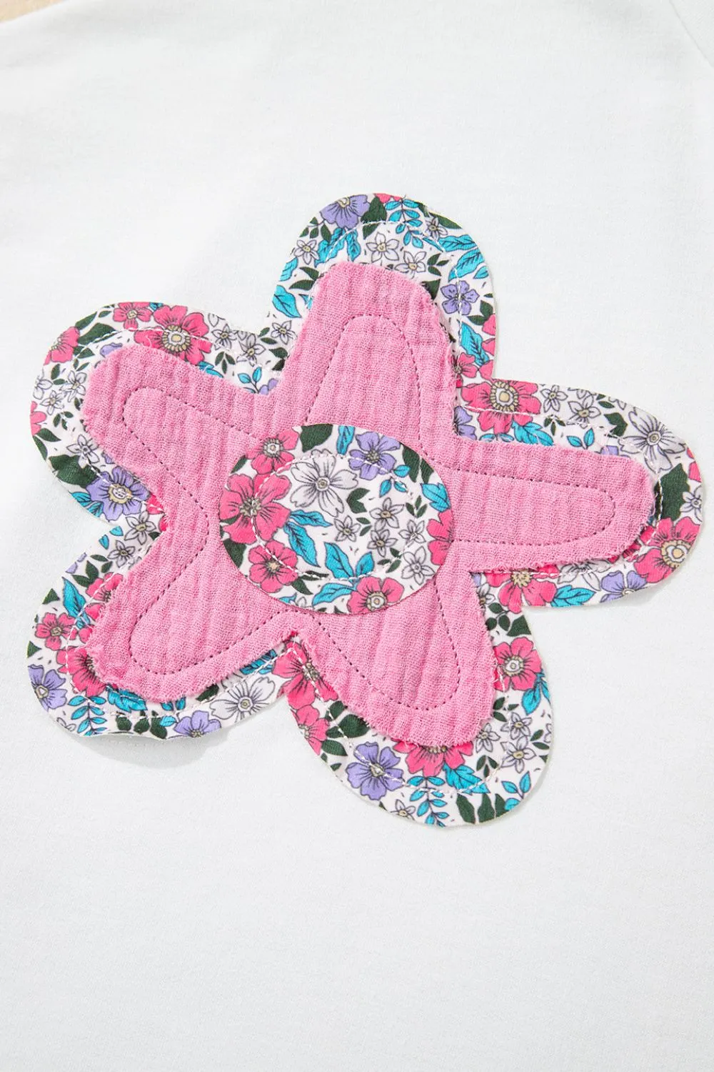Floral Applique Notched Dolman Sleeve Top, image 10