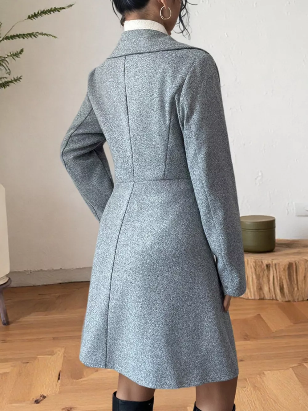 Double-Breasted Wool Blend Coat, image 3