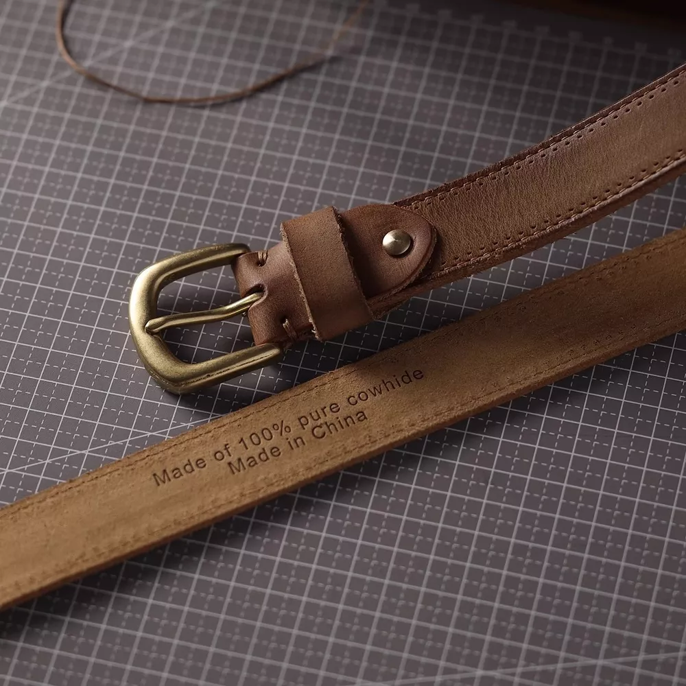 Classic Leather Belt with Golden Buckle, image 4
