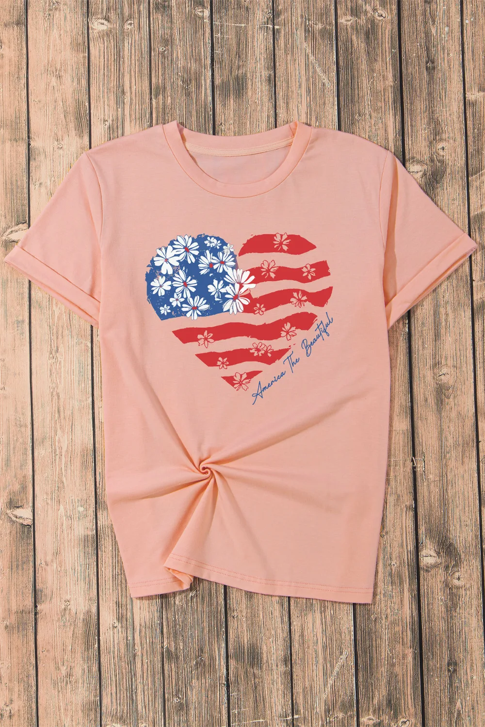 Heart Round Neck Short Sleeve T-Shirt, image 3