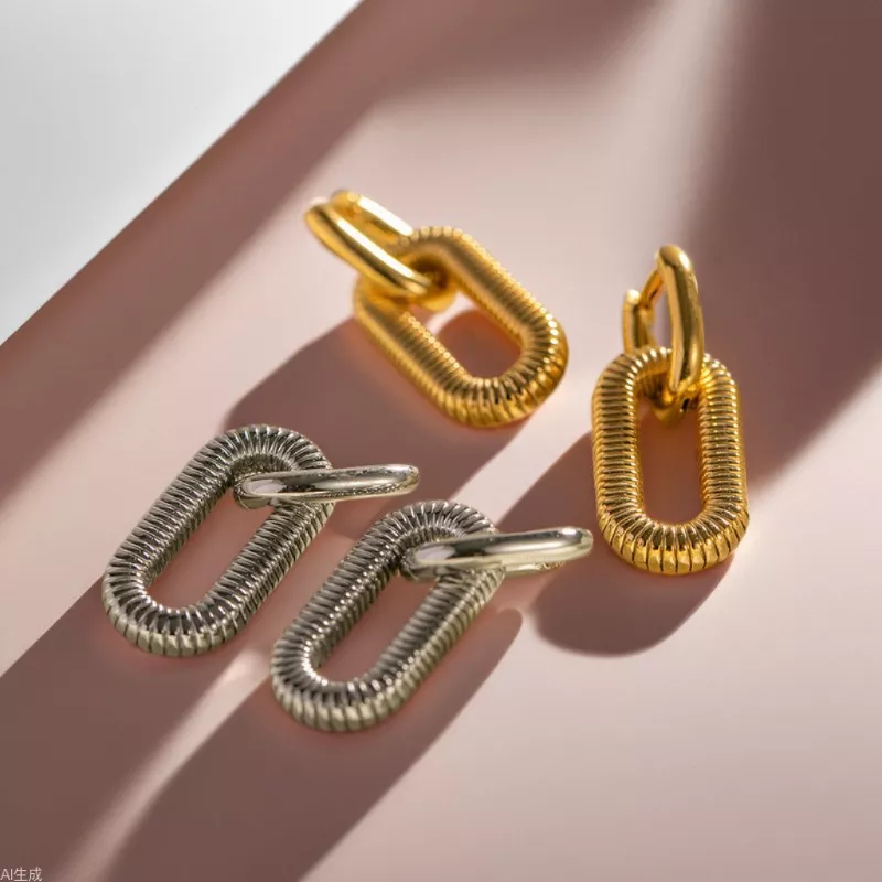 Geometric Link Drop Earrings, image 4