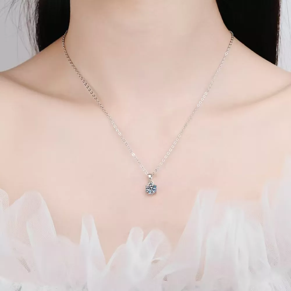 1 Carat Moissanite 925 Sterling Silver Pendant Necklace, image 4