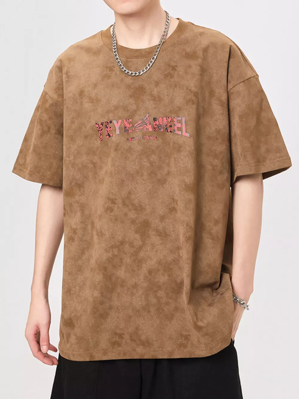 Men's Plus Size Letter Round Neck Short Sleeve T-Shirt, image 5