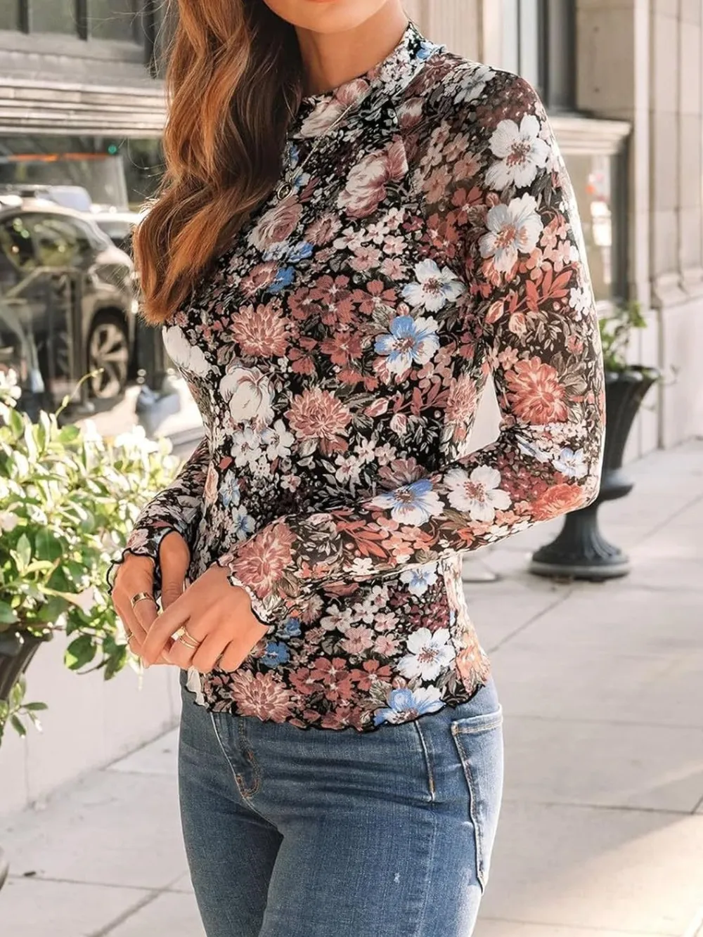 Mock Neck Long Sleeve Top, image 7