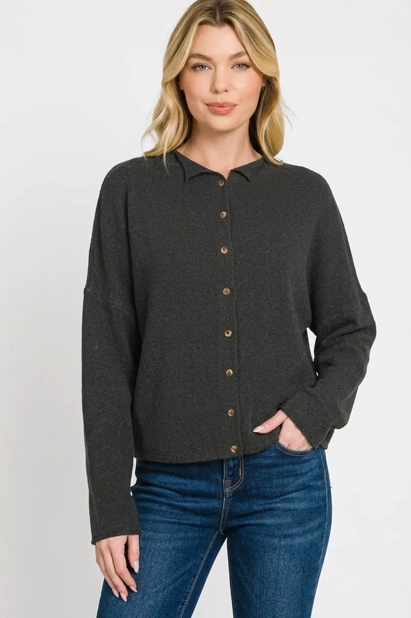 Collared Button Down Cardigan Sweater, image 2