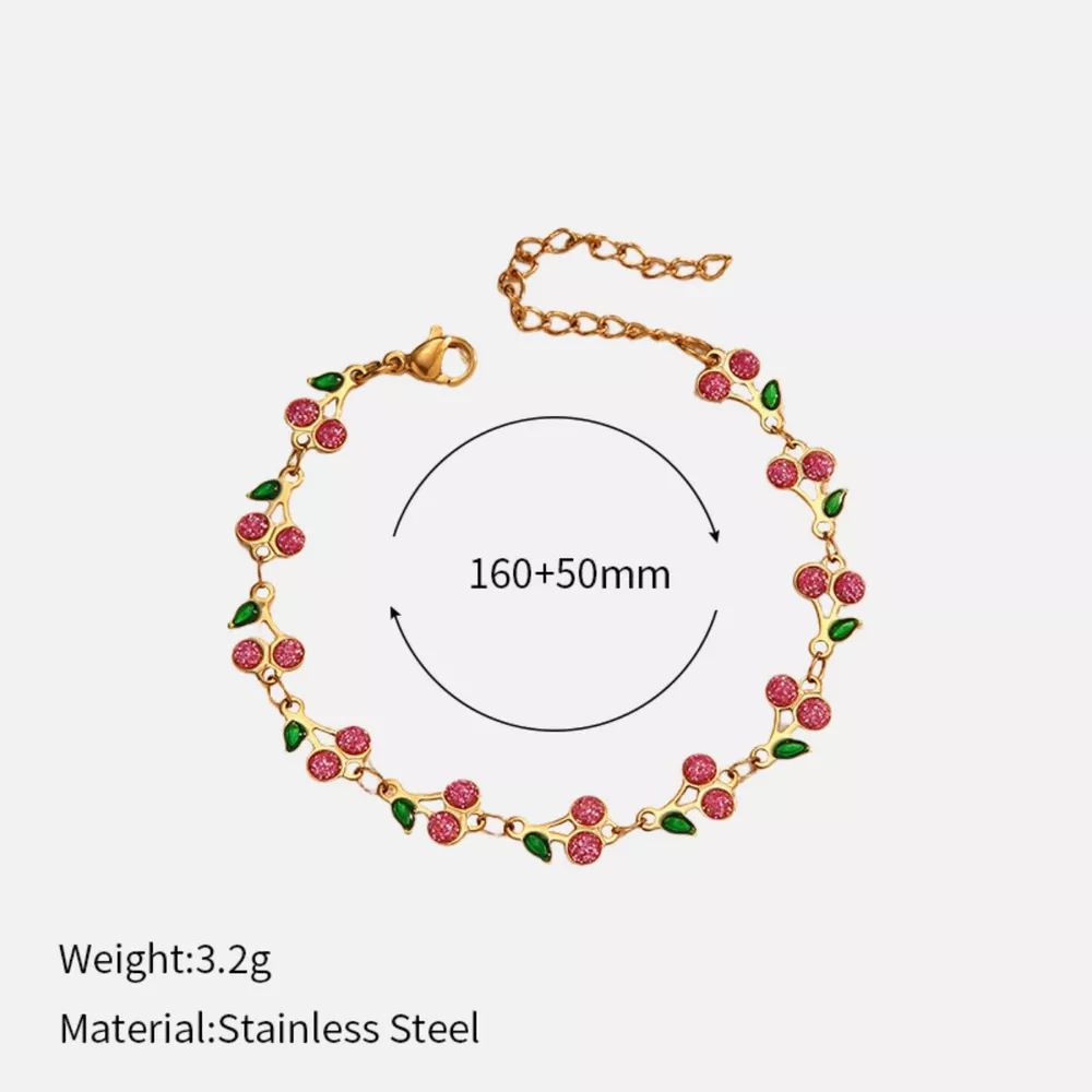 18K Gold-Plated Cherry Charm Bracelet, image 8