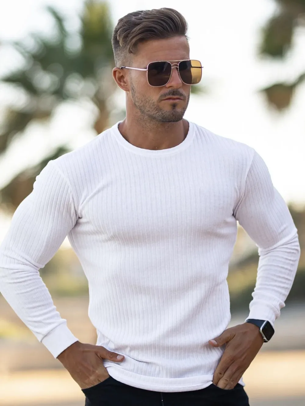 Men's Round Neck Long Sleeve T-Shirt, image 4