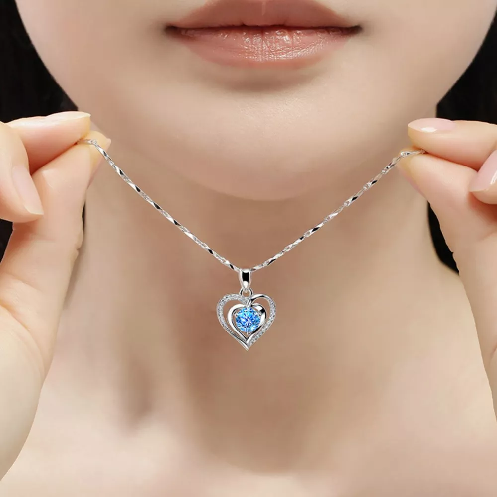 925 Sterling Silver Heart Pendant Necklace, image 5