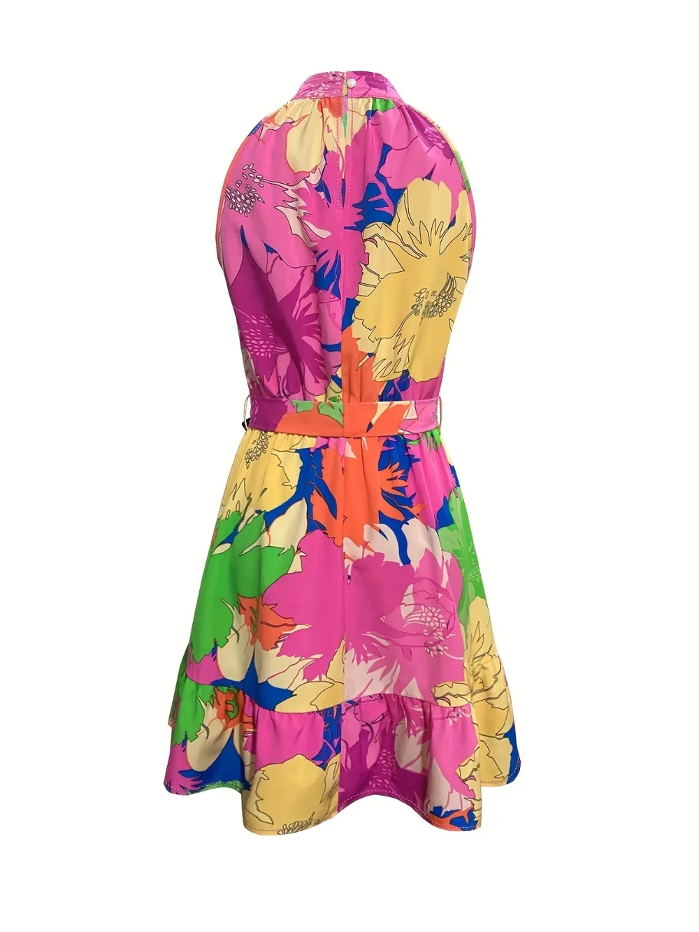 Tied Printed Mock Neck Sleeveless Dress, image 2