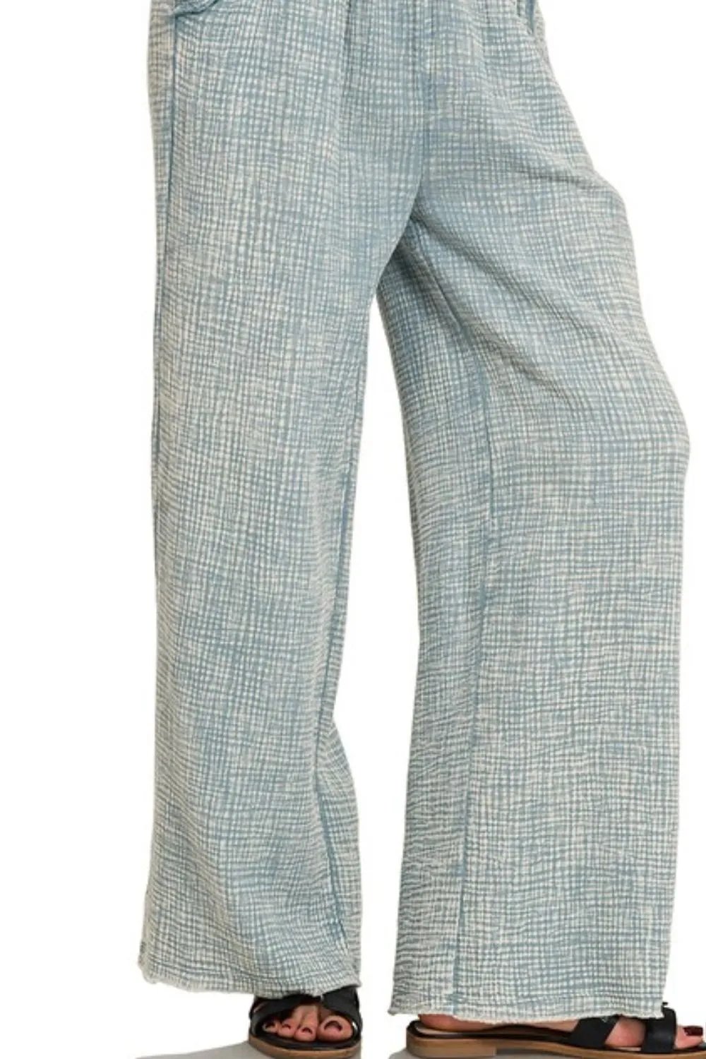 Washed Double Gauze Elastic Band Waist Pants, image 2