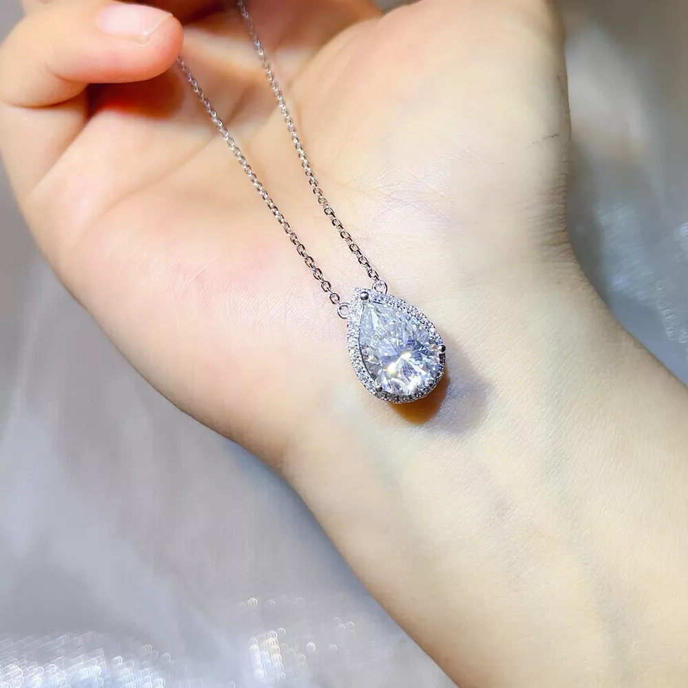 5 Carat 925 Sterling Silver Moissanite Pendant Necklace, image 2