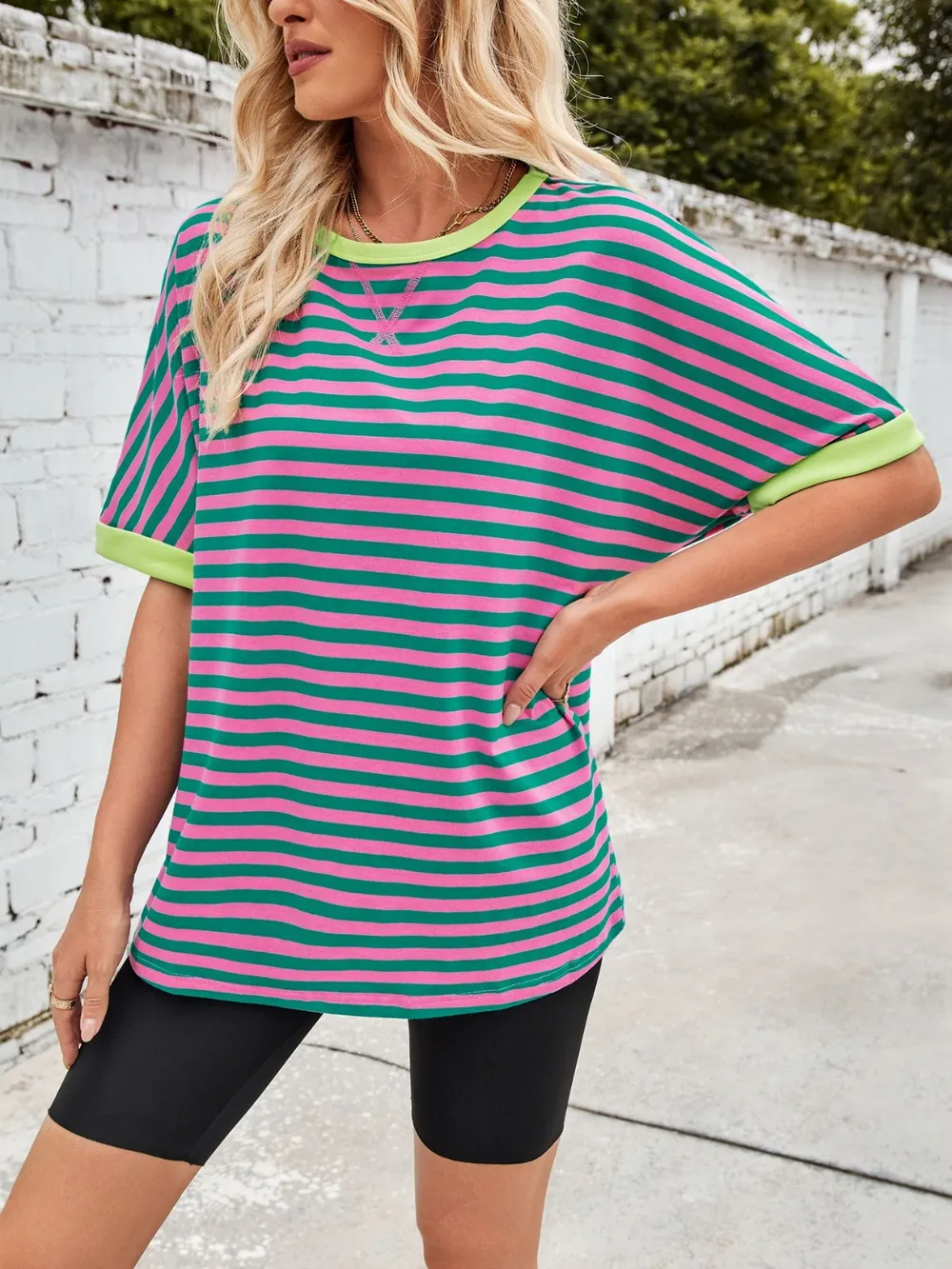 Striped Round Neck Half Sleeve T-Shirt, image 13