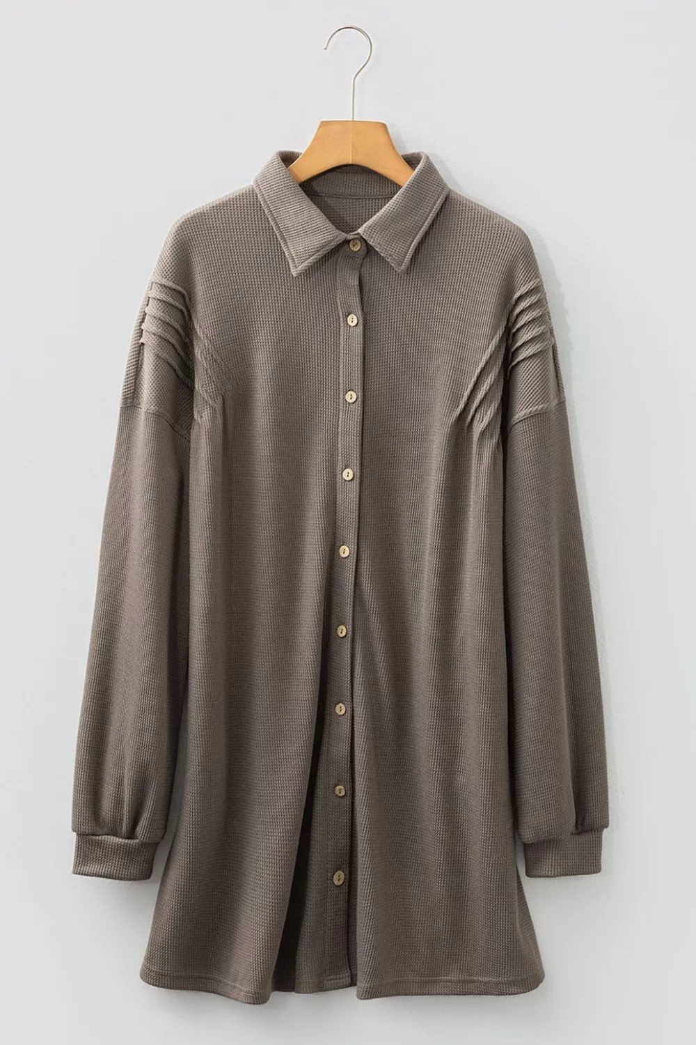 Waffle Knit Shirt Tunic Dress, image 6
