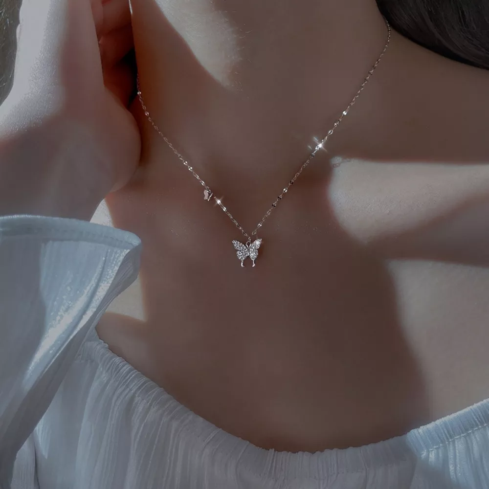 925 Sterling Silver Zircon Butterfly Necklace, image 4