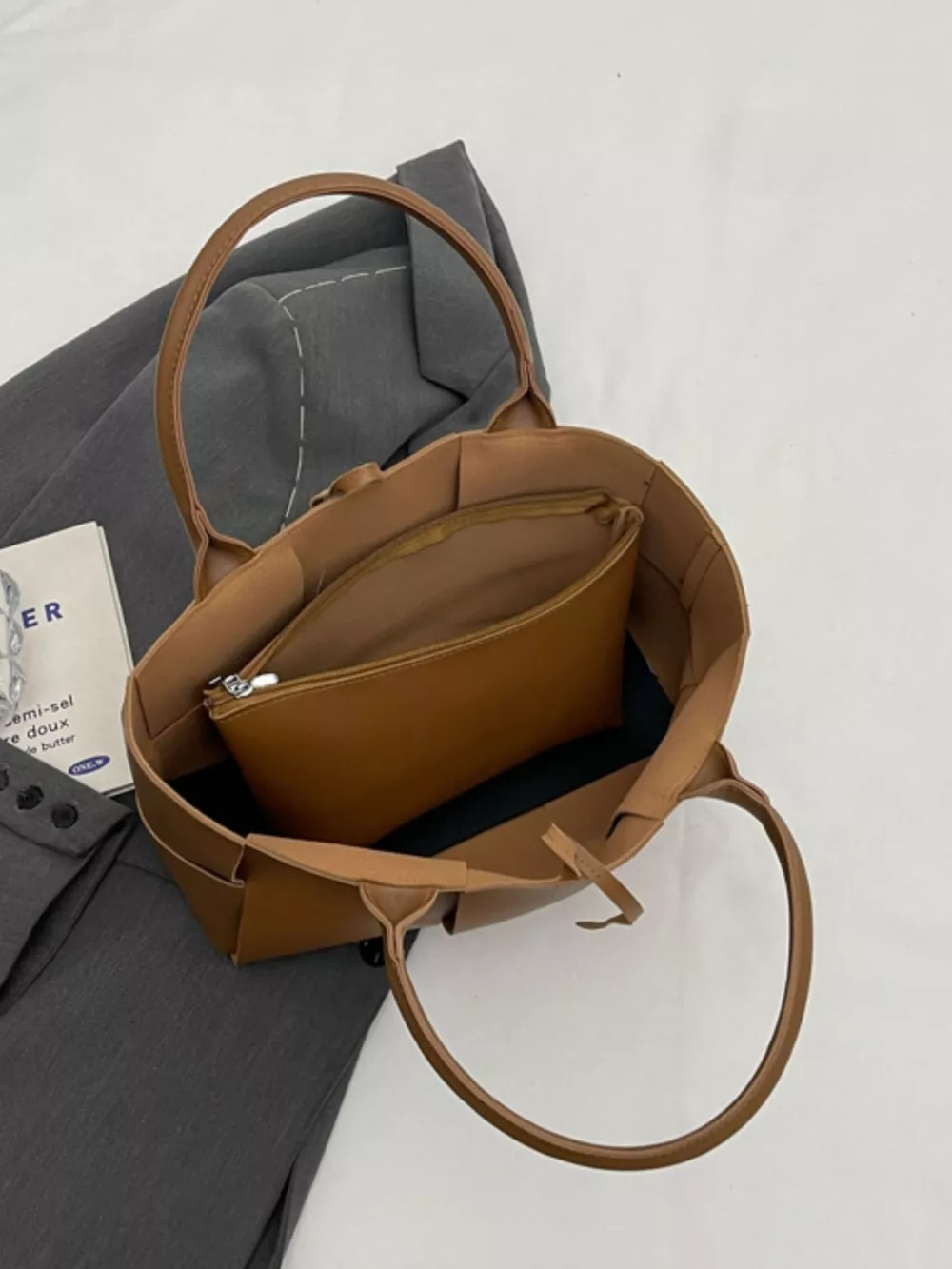 Woven Leather Tote Bag, image 6