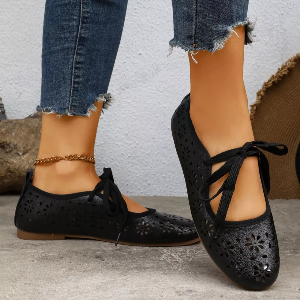 Floral Cutout Tied Slip-Ons, image 4