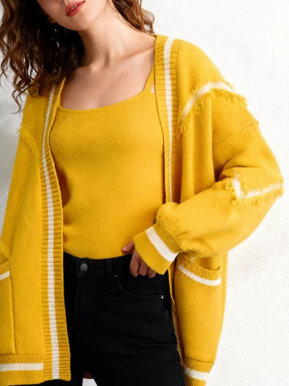 Frayed Hem Open Front Cardigan, image 5